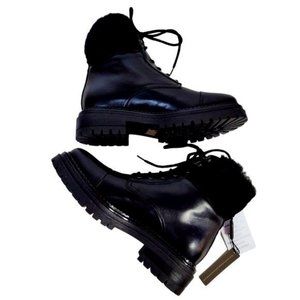 New - NAPOLEONI Made In Italy Lace Up Combat Booties Black | Size Various